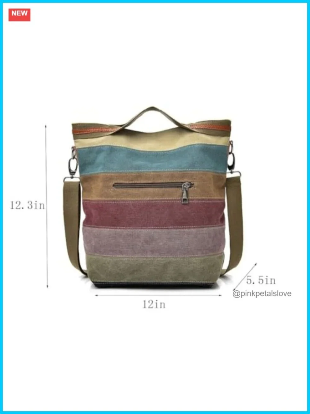 Canvas Hobo Handbag with Detachable Strap, Top Handle, Shoulder Crossbody Tote